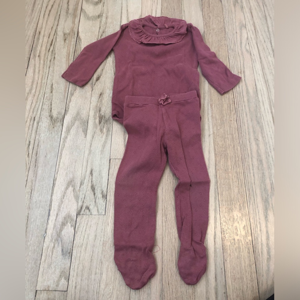 Bebe organic pointelle plum 2 piece